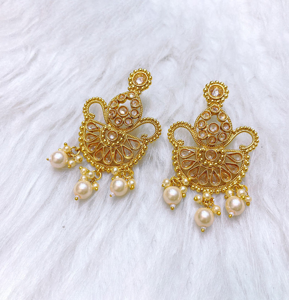 Radiant Lotus Pearl Chandelier Earrings