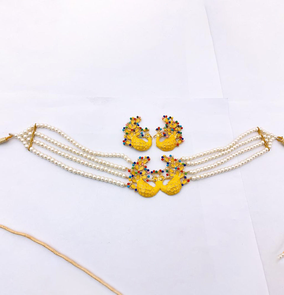 Meenakari Peacock Choker Set