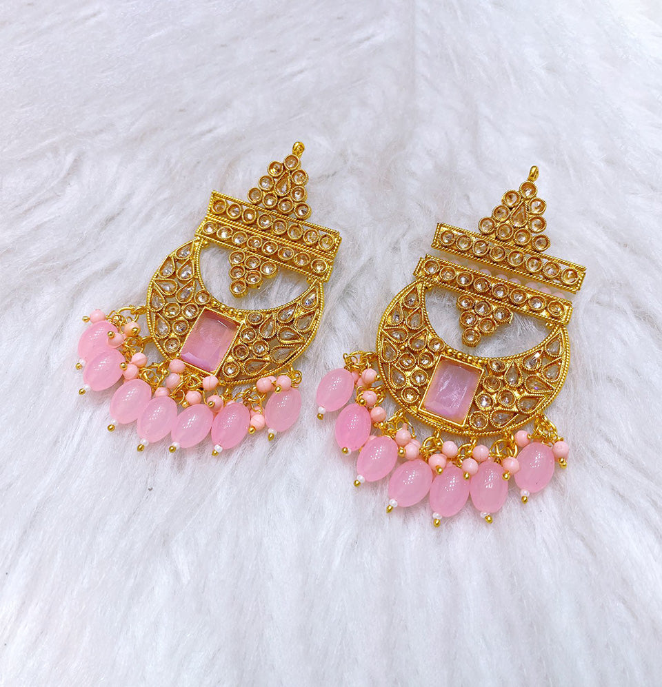 Blush Royale Kundan Chandelier Earrings