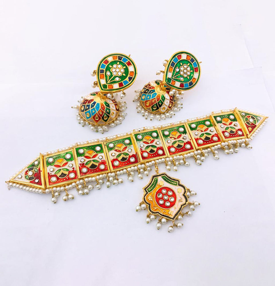 Bahawalpuri Meenakari Royal Choker Set