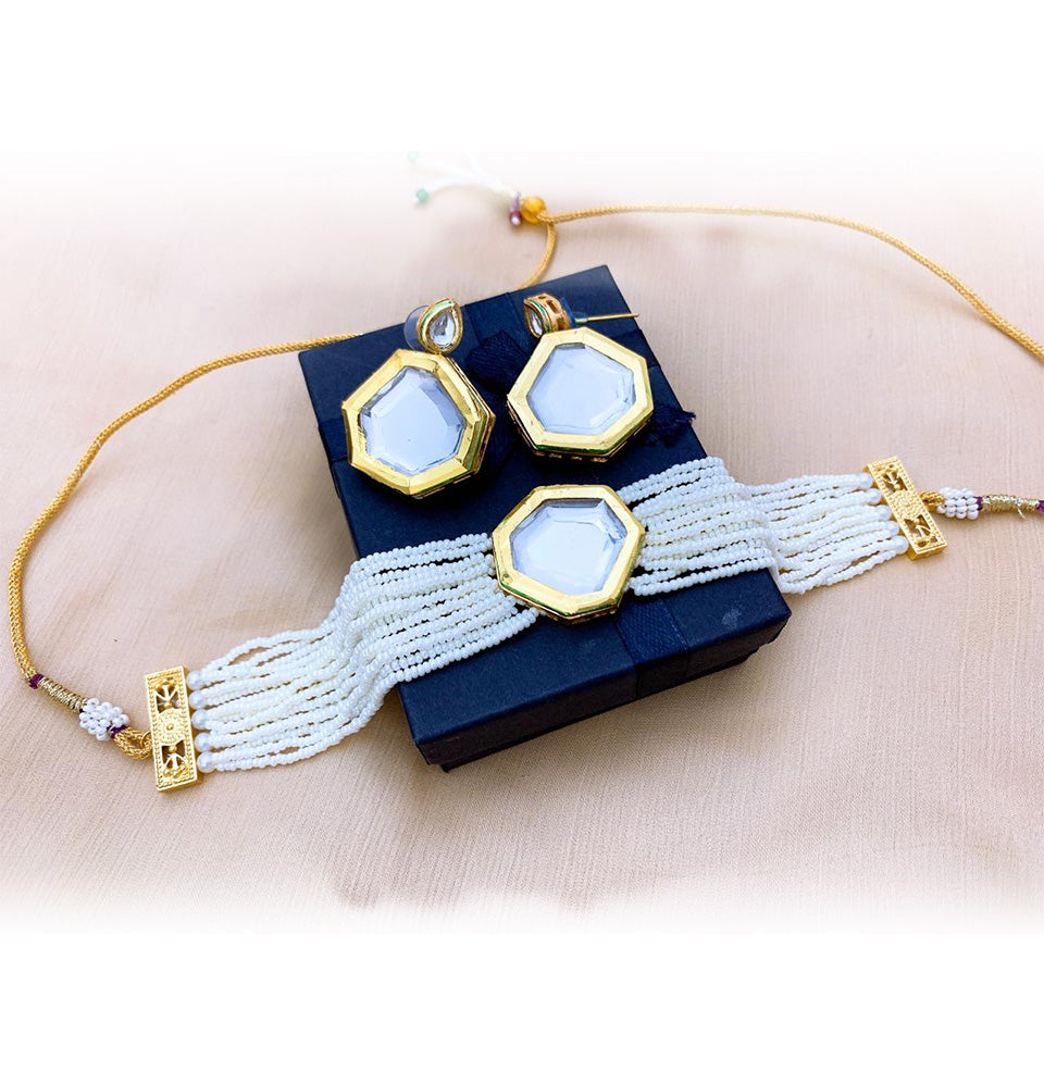 Luminous Hexagon Kundan Choker Set