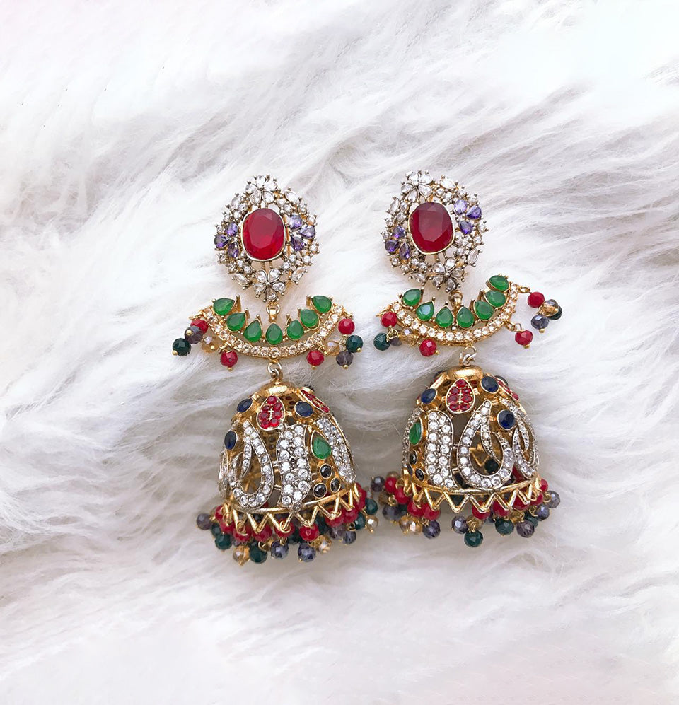 Midnight Majesty Jhumka Earrings