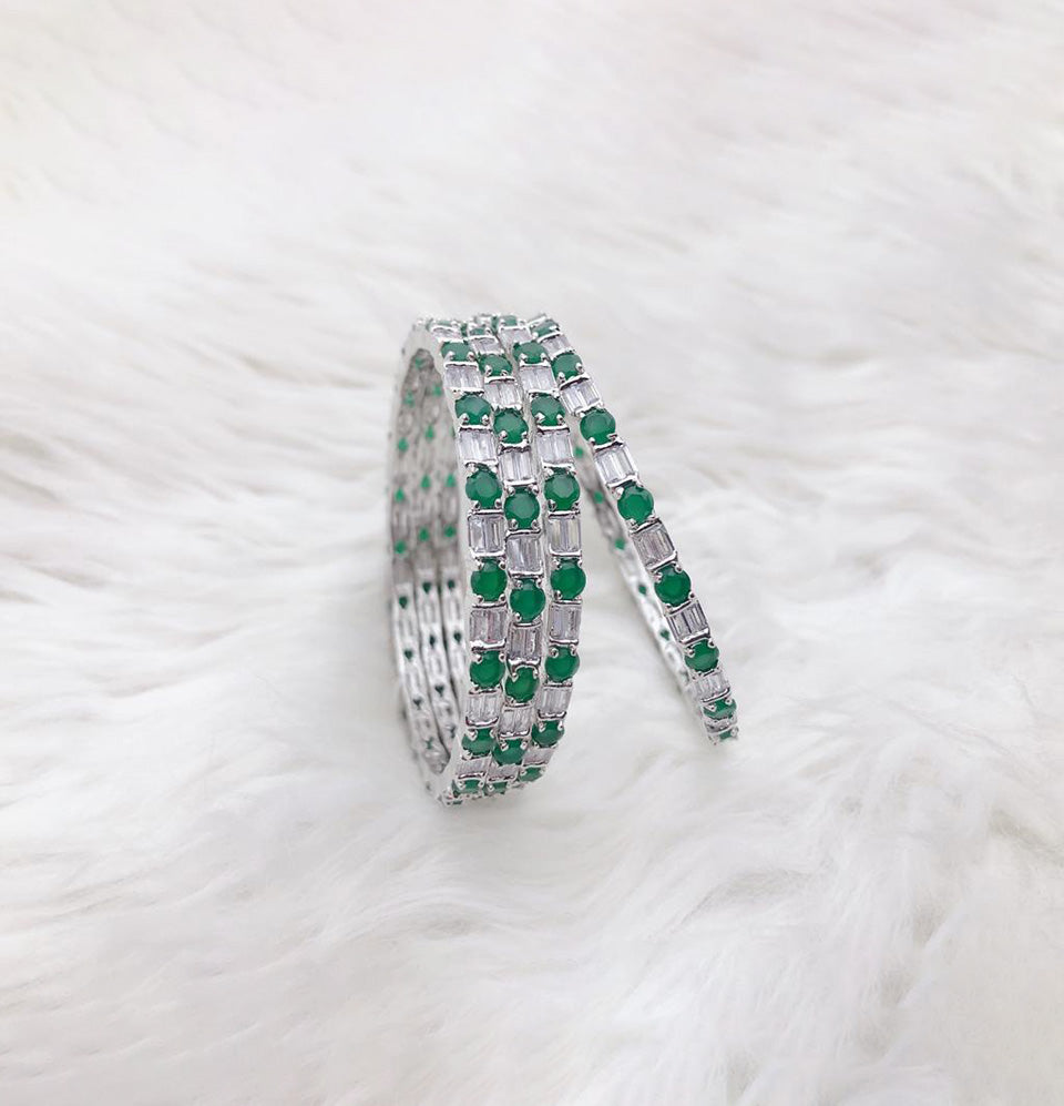 Emerald Frost Diamond Bangle Set