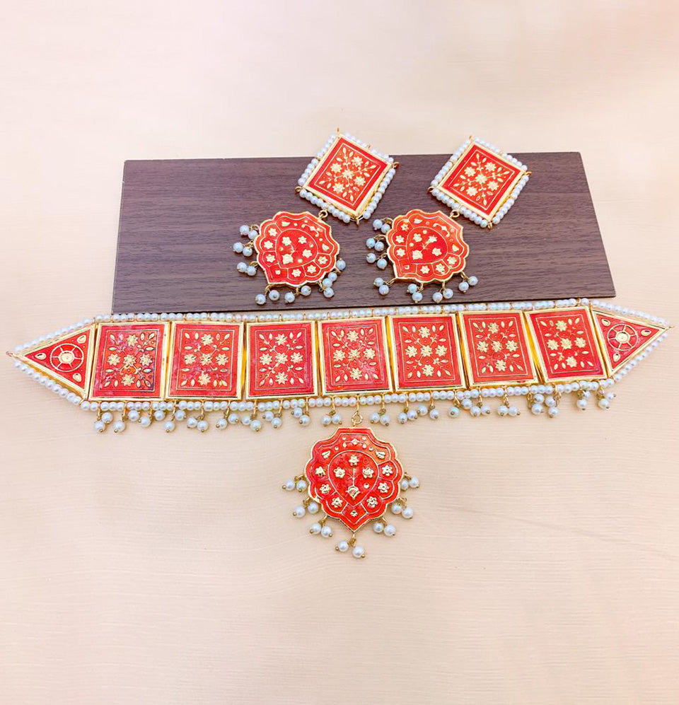 Regal Mosaic Meenakari Choker Set