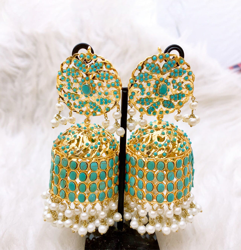 Emerald Empress Pearl Cascade Jhumkas