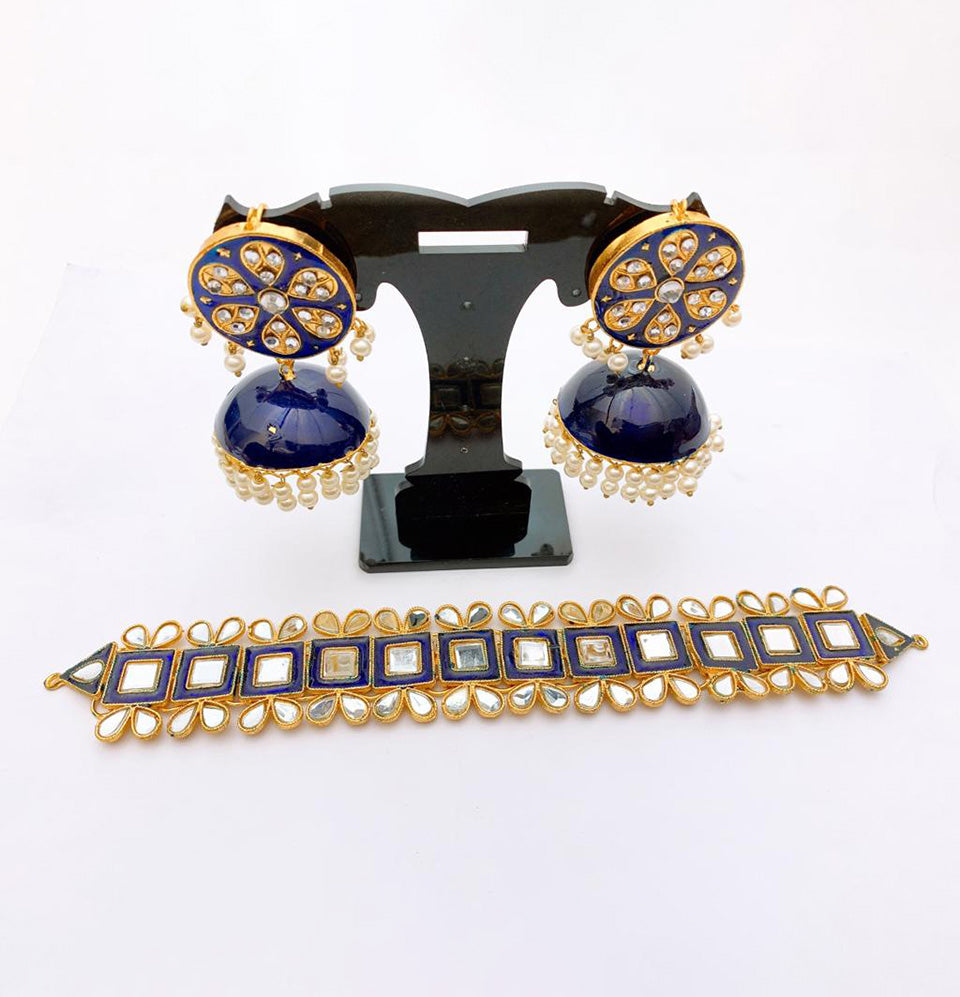 Meenakari Kundan Choker and Jhumka Set