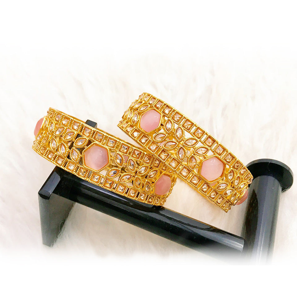 Blush Oasis Gold Bangle Set