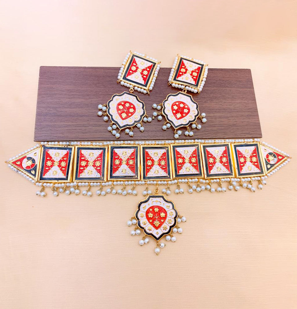 Regal Mosaic Meenakari Choker Set