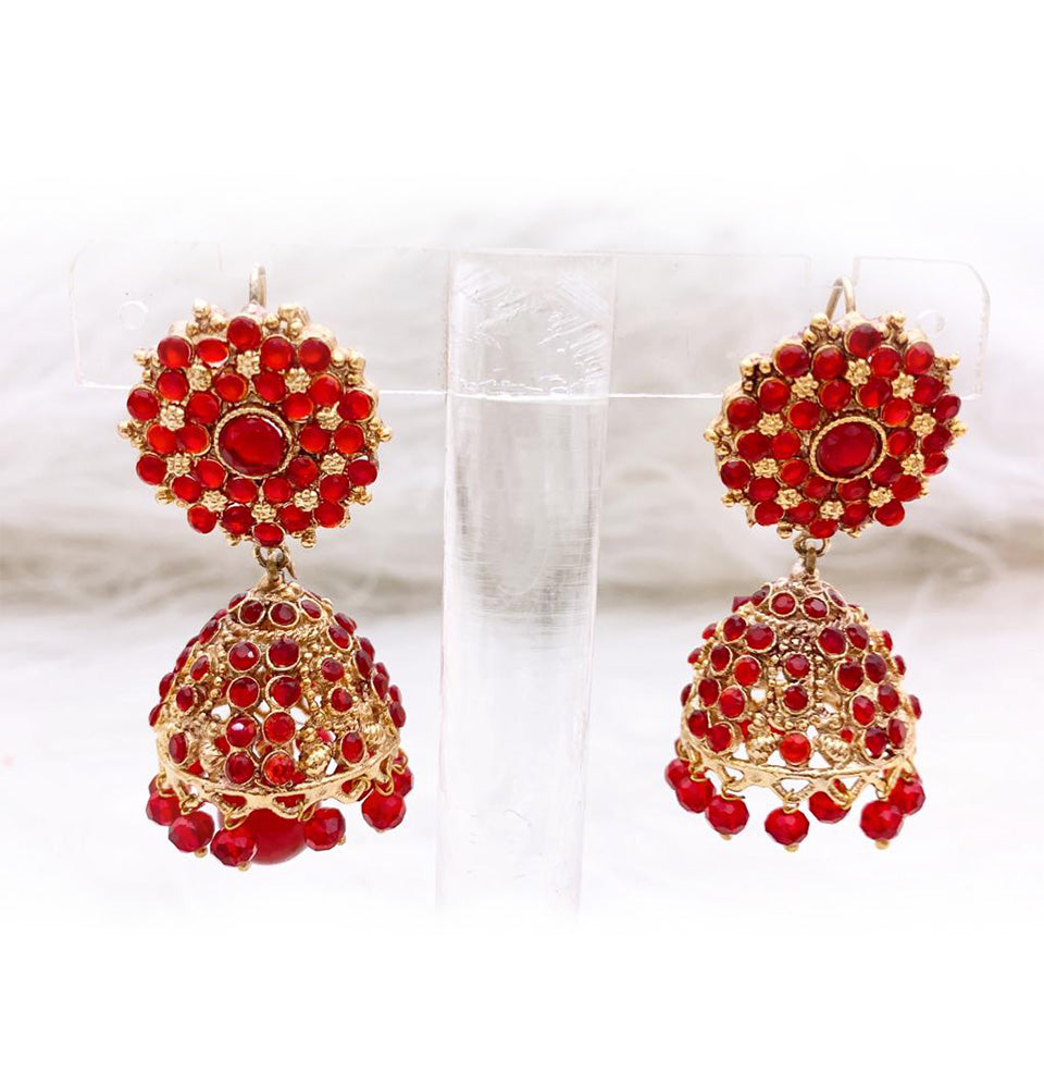 Ruby Radiance Jhumka Earrings