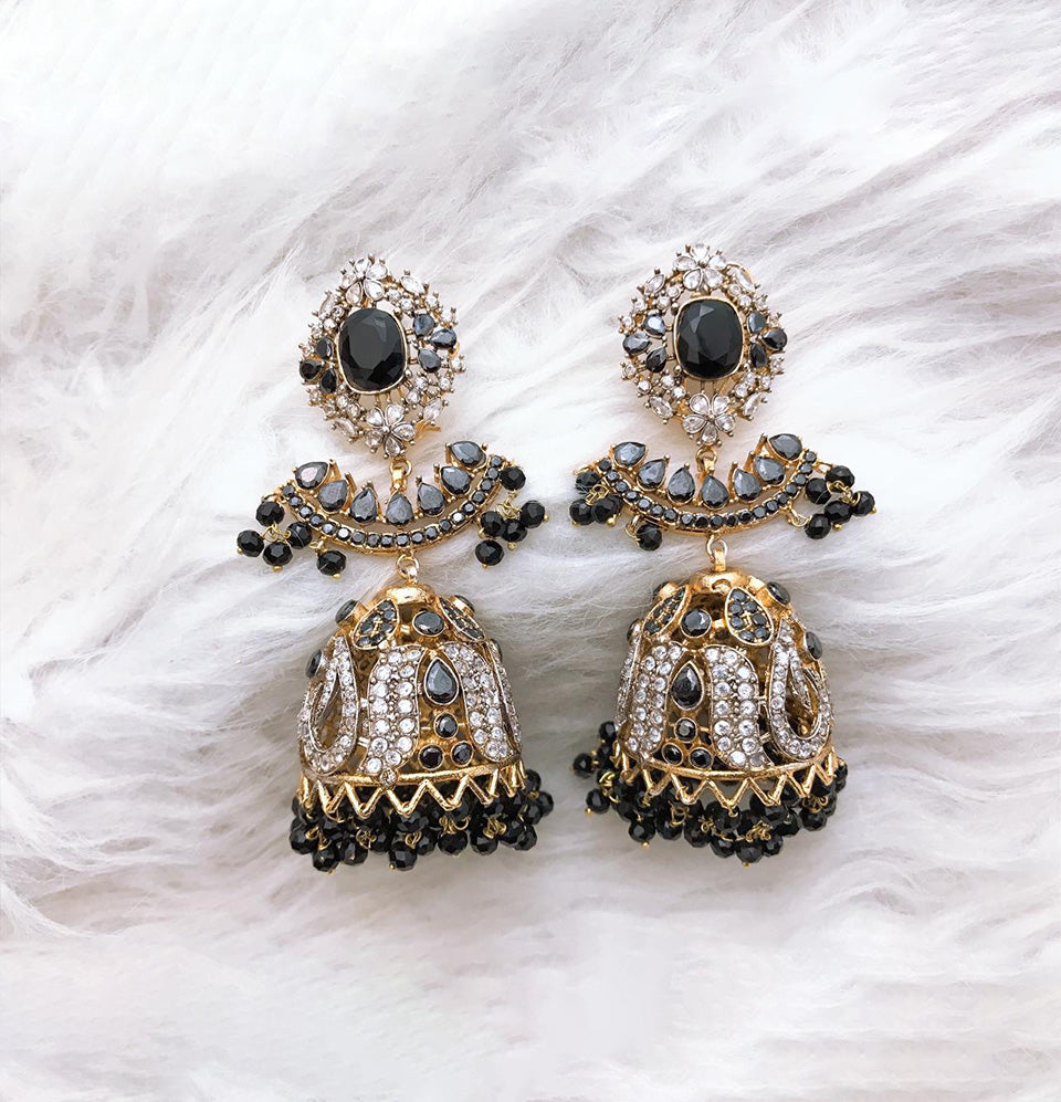 Midnight Majesty Jhumka Earrings