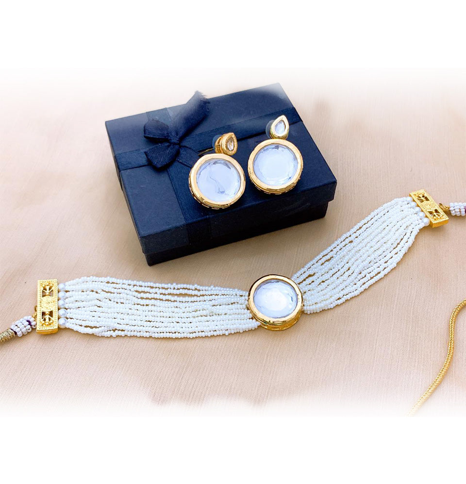 Moonlit Pearl Kundan Choker Set