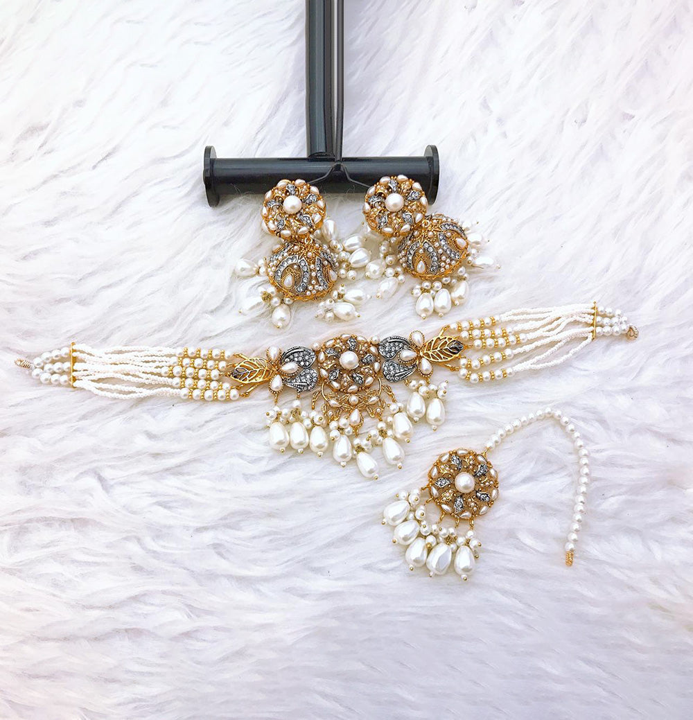 Golden Blossom Pearl Cascade Set