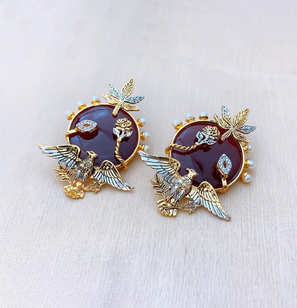 Midnight Pharaoh's Garden Stud Earrings