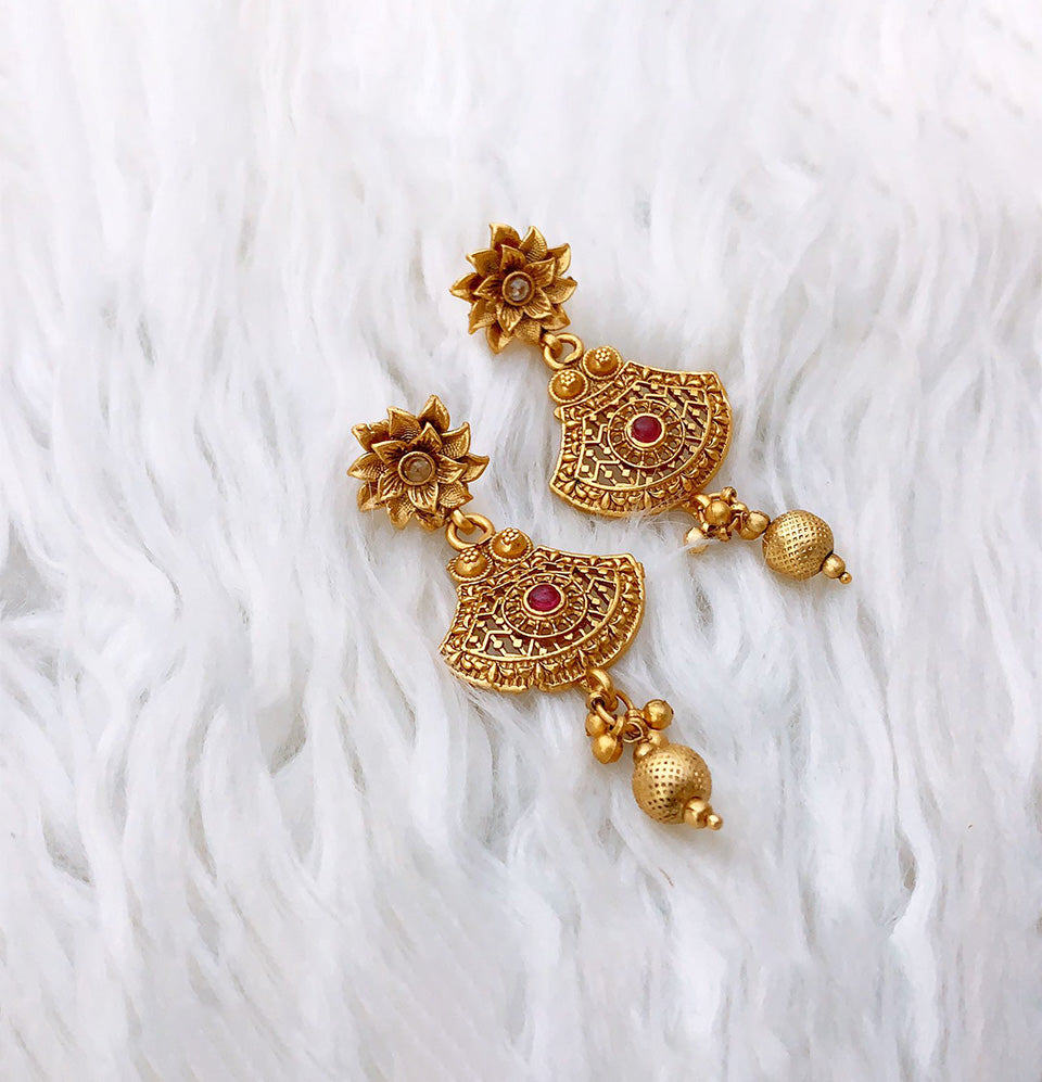 Golden Lotus Fan Earrings