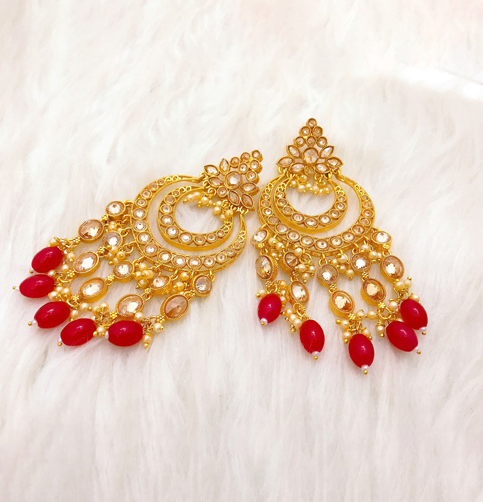 Crimson Lotus Chandelier Earrings