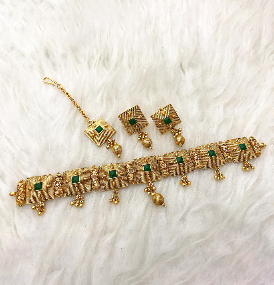 Emerald Empress Square Choker Set