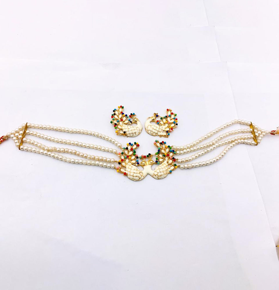 Meenakari Peacock Choker Set