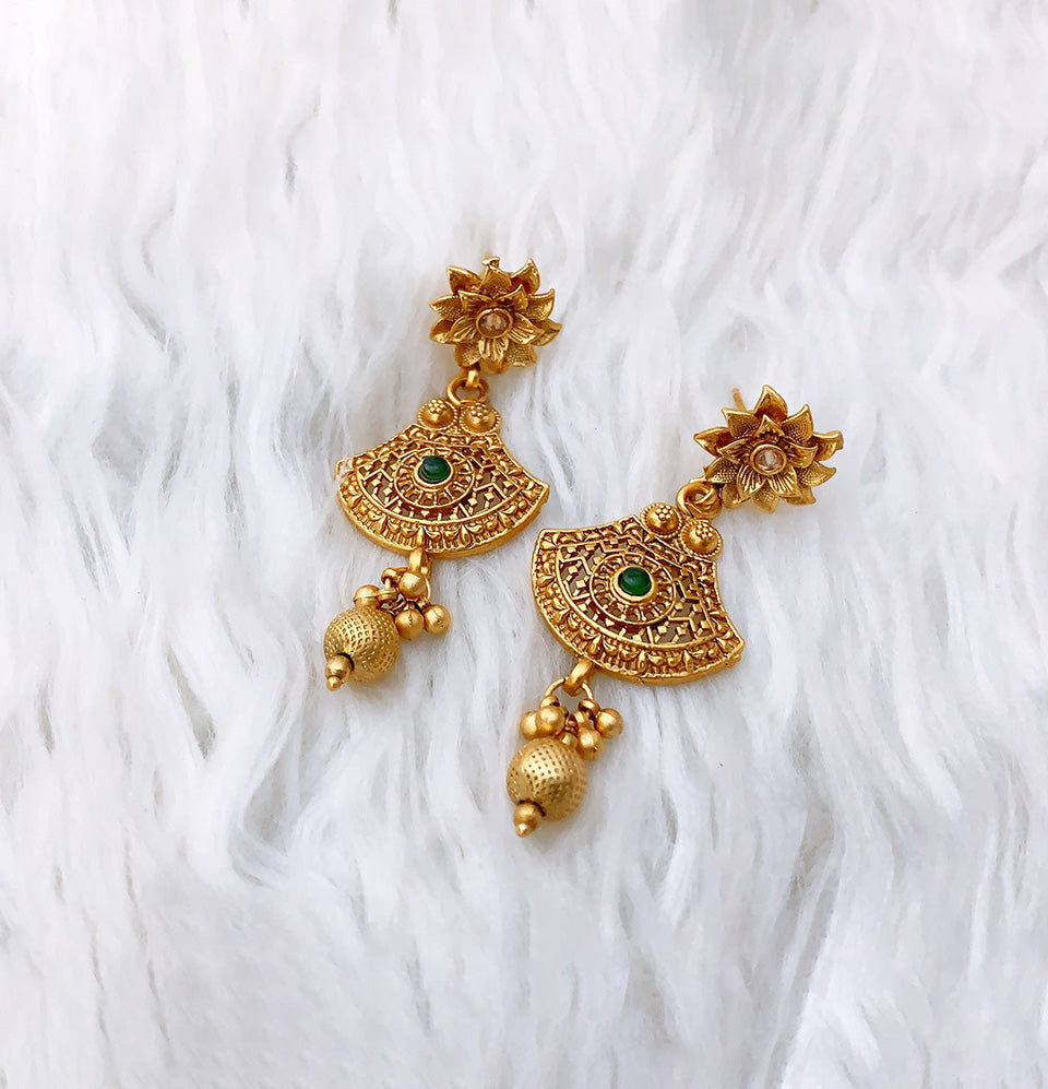 Golden Lotus Fan Earrings