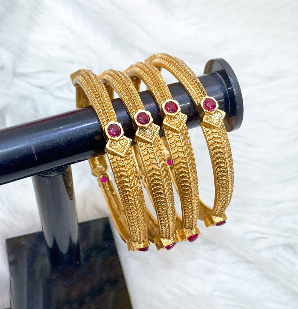 Regal Gemstone Cascade Gold Bangle Set