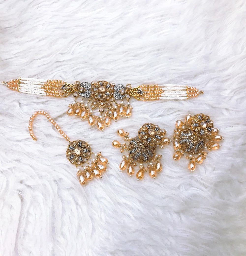 Golden Blossom Pearl Cascade Set