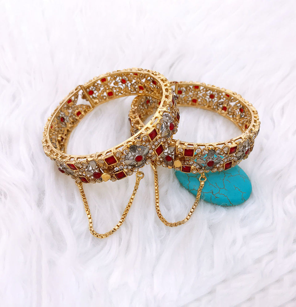 Regal Ruby & Turquoise Charm Kara Set