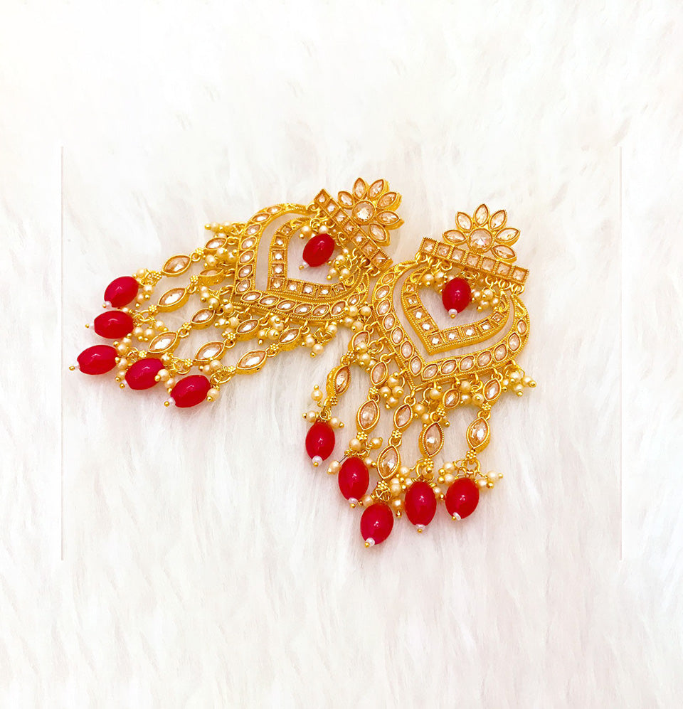 Crimson Lotus Chandelier Earrings