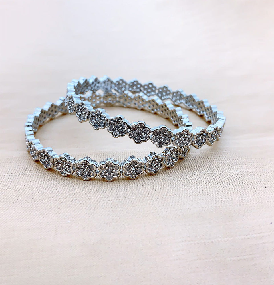 Floral Cascade Diamond Bangle Set