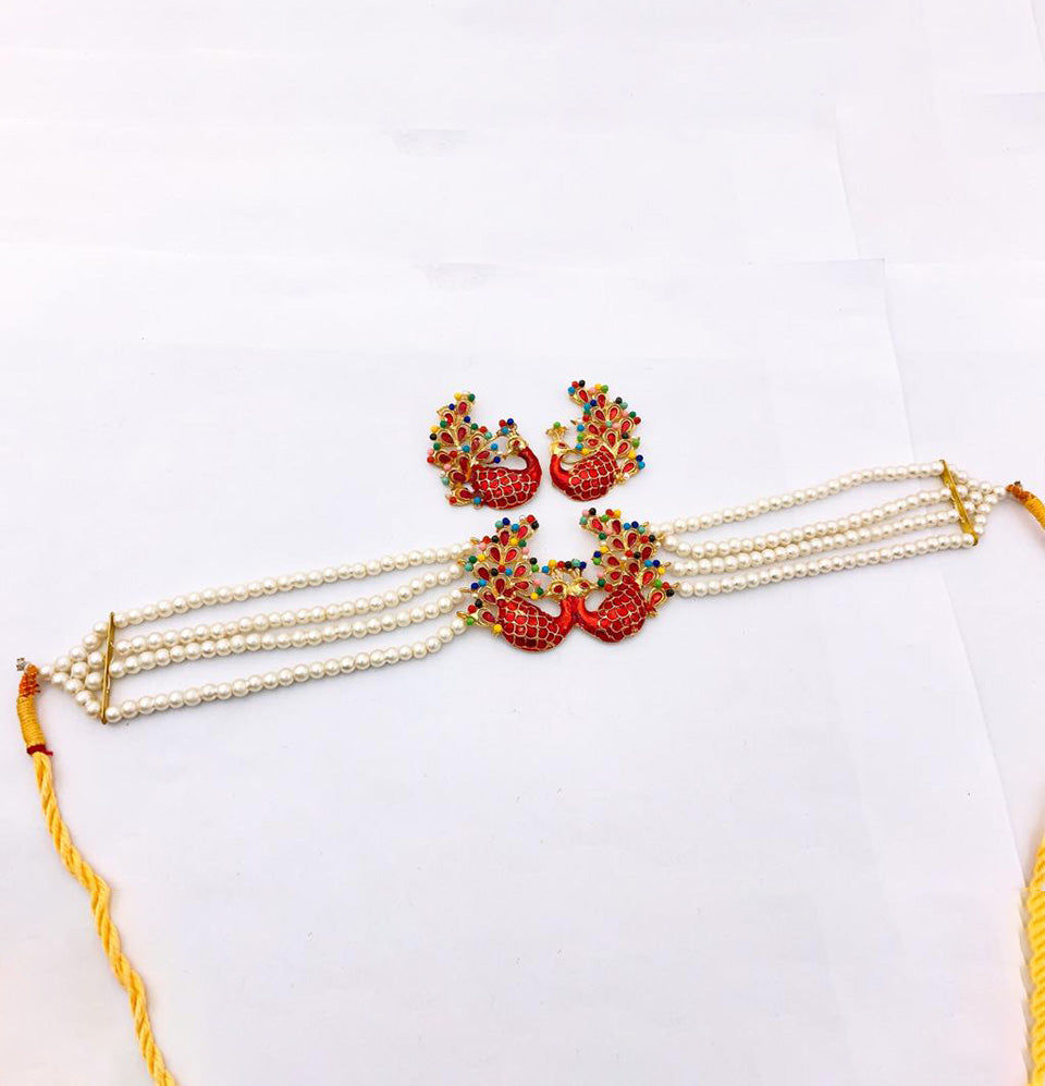 Meenakari Peacock Choker Set