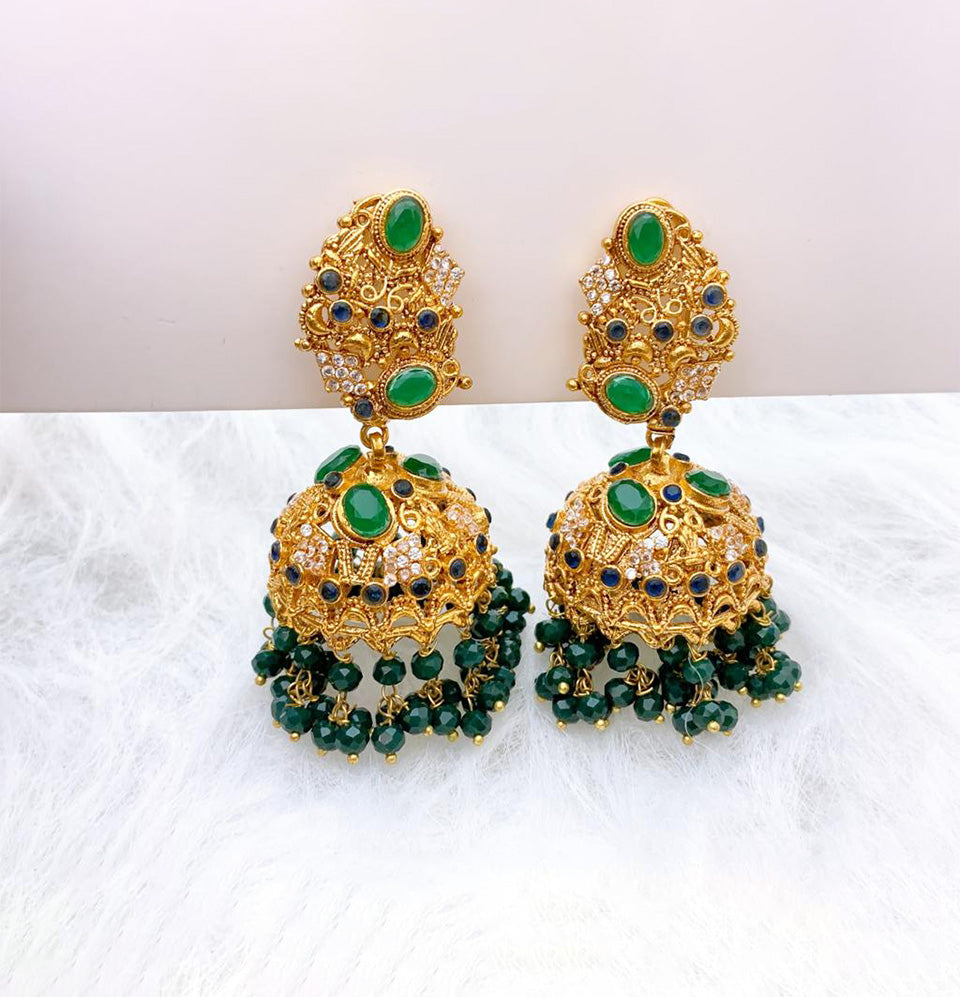 Emerald Empress Jhumka Earrings