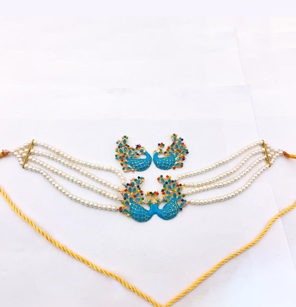 Meenakari Peacock Choker Set