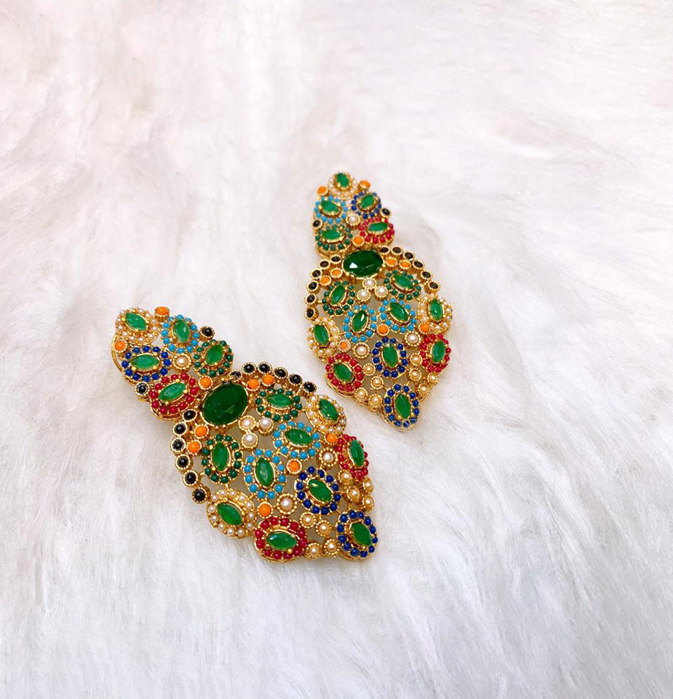 Navratna Peacock Splendor Earrings