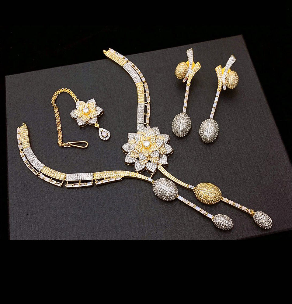 One Carat Lotus Bloom Necklace Set